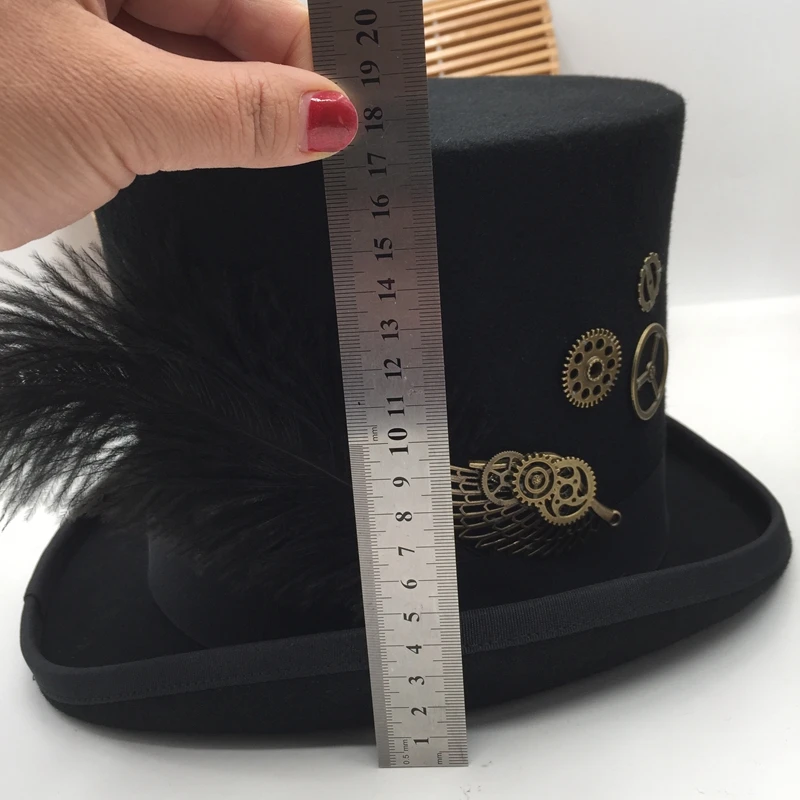 17cm of top hat black Presidential feather magic cap male the steam times masquerade hat in street