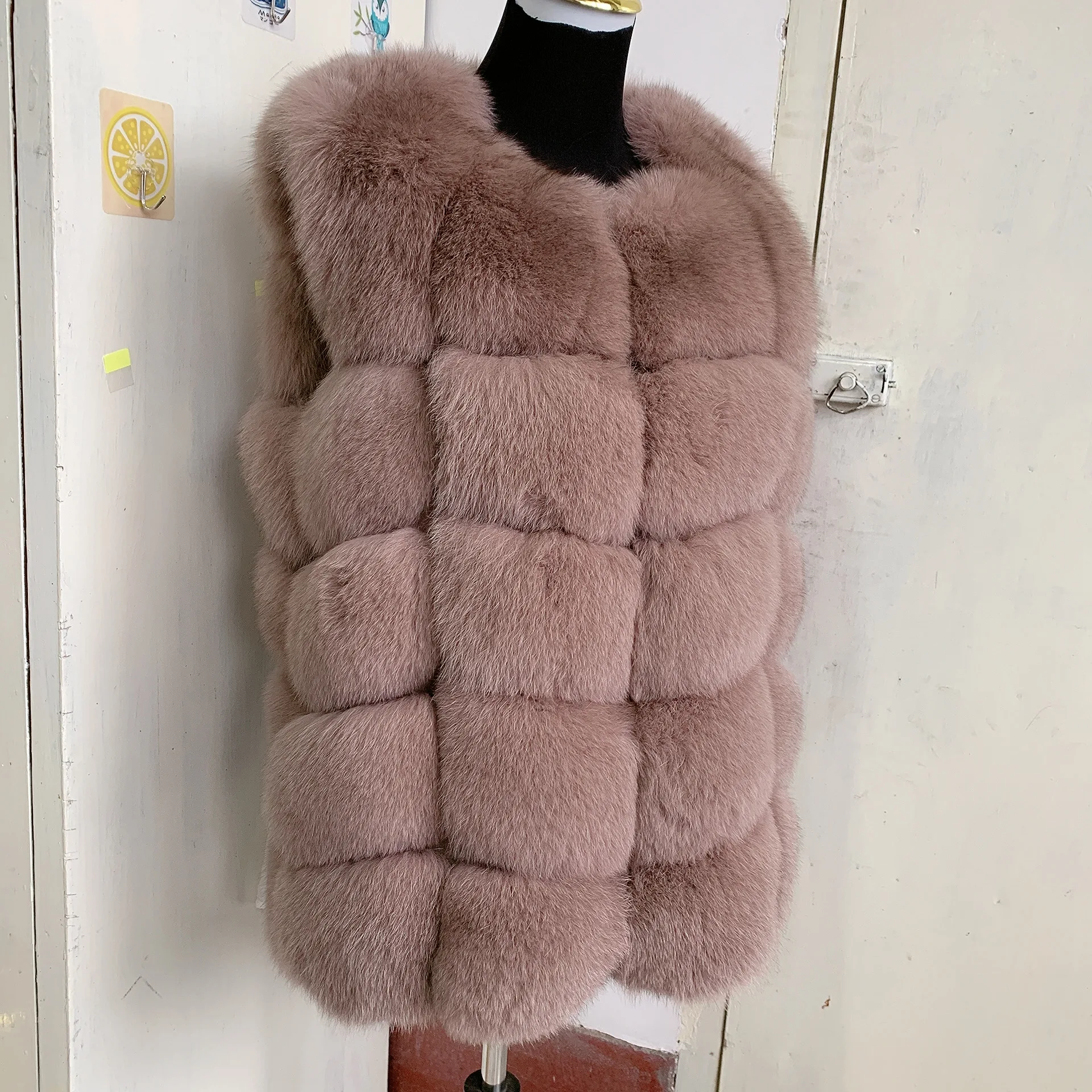 Natural fox fur vest high-quality fox fur jacket ladies autumn and winter warm real fur vest 100% real fox fur vest jacket