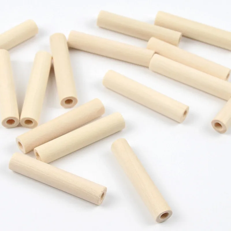 10pcs 10*50mm Natural Color Wooden Hollow Tube Cylinder Wood Beads For Jewelry Making Handmade Diy Bracelet Necklace Accessories