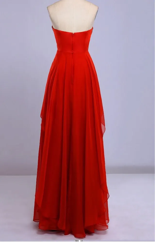 Vestido de noiva longo, vermelho, grávida, longo, festa, baile, elegante, cristal, frisado, amor, chiffon, 2018, vestidos de dama de honra