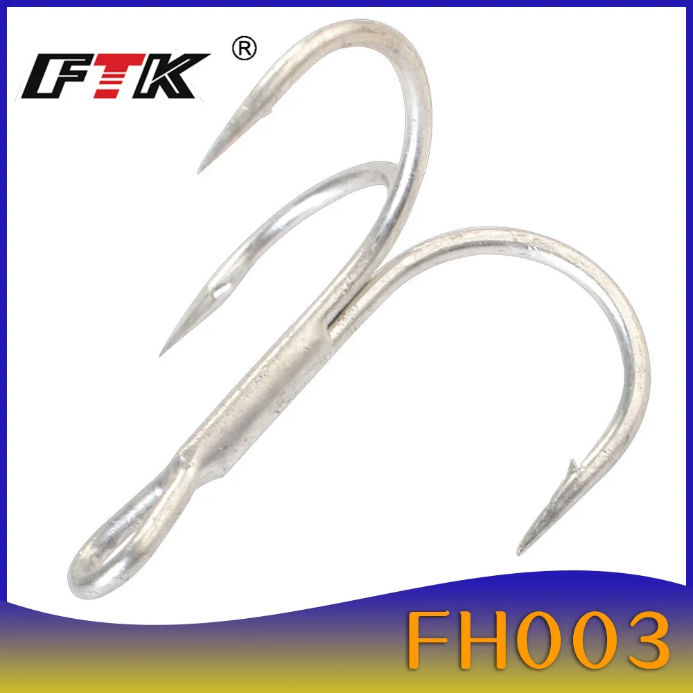 

FTK Hard Bait Fishing Hook Barbed Saltwater High Carbon Steel Treble Hooks Bass Lure Holder Set Fishhook for Big Bluefish Salmon