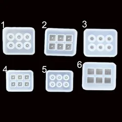 Popular6 Styles Beads Square Ball 6 Hanging Holes DIY Epoxy Jewelry Mold Resin Molds For Jewelry