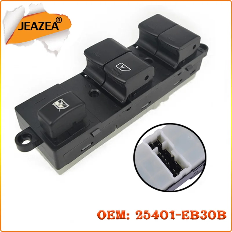 

JEAZEA Plastic Electric Window Master Lifter Switch 25401EB30B 25401-5X010 Fit for Nissan Navara D40 Pathfinder R51 Qashqai J10