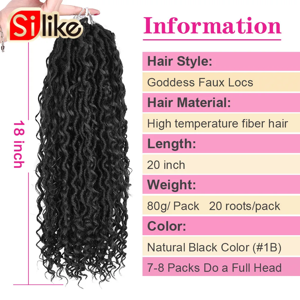 Silike Godin Locs Haak Hair Extensions Synthetische Twist Vlechten Haar Sloten Gehaakte Vlechten Voor Vrouwen 20 Strengen 20 Inch