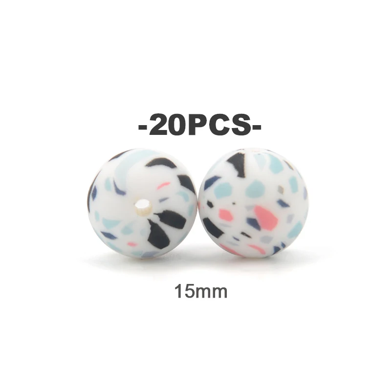 20Pcs 12/15/19mm Silikon Gedruckt Perlen Runde Blume Leopard Perlen DIY Schlüsselbund Halskette Armband zubehör Für Schmuck