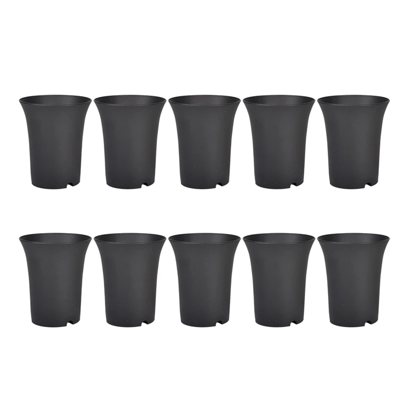 10PcsBlack Round Flower Pots High Waist Deep Pots Are Perfect for Indoor and Outdoor Plants, Seeds, Vegetables