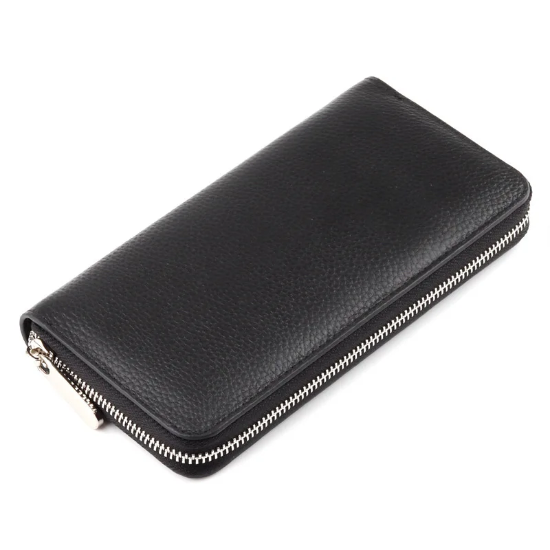 Genuine Leather Wallet for Women Soft Large Capacity Men Clutch Purse Zipper Around with Zipper Coin Phone Pocket Japan Style