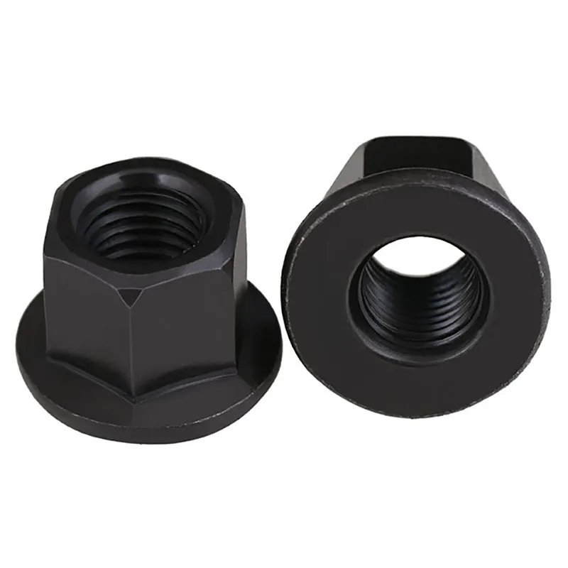 Hex Flanged Lock Nut Black Zinc Carbon Steel Hexagon Flange Nylon Insert Self-locking Nylock Locknut M10-M30