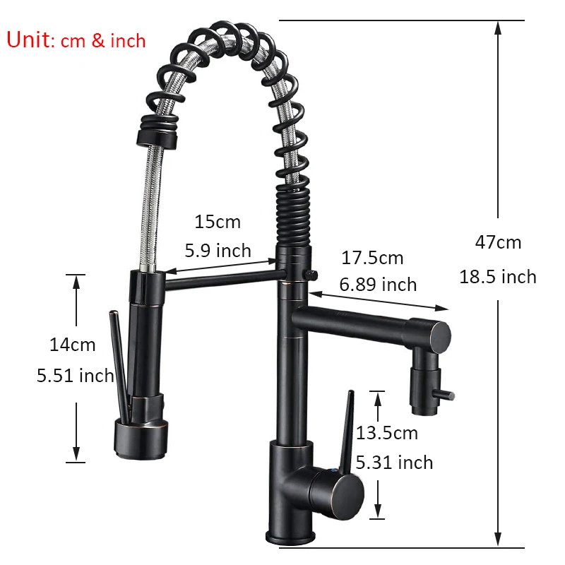 Blackend-grifo de cocina de resorte, rociador lateral extraíble, doble caño, grifo mezclador de una sola manija, grifo de fregadero, grifos de cocina con rotación de 360