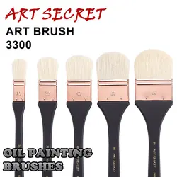 Artsecret Big Wide Paint-Brushes Single Oil Drawing 3300 Chungking White Bristle Long Wooden Handle Multi-Purpose