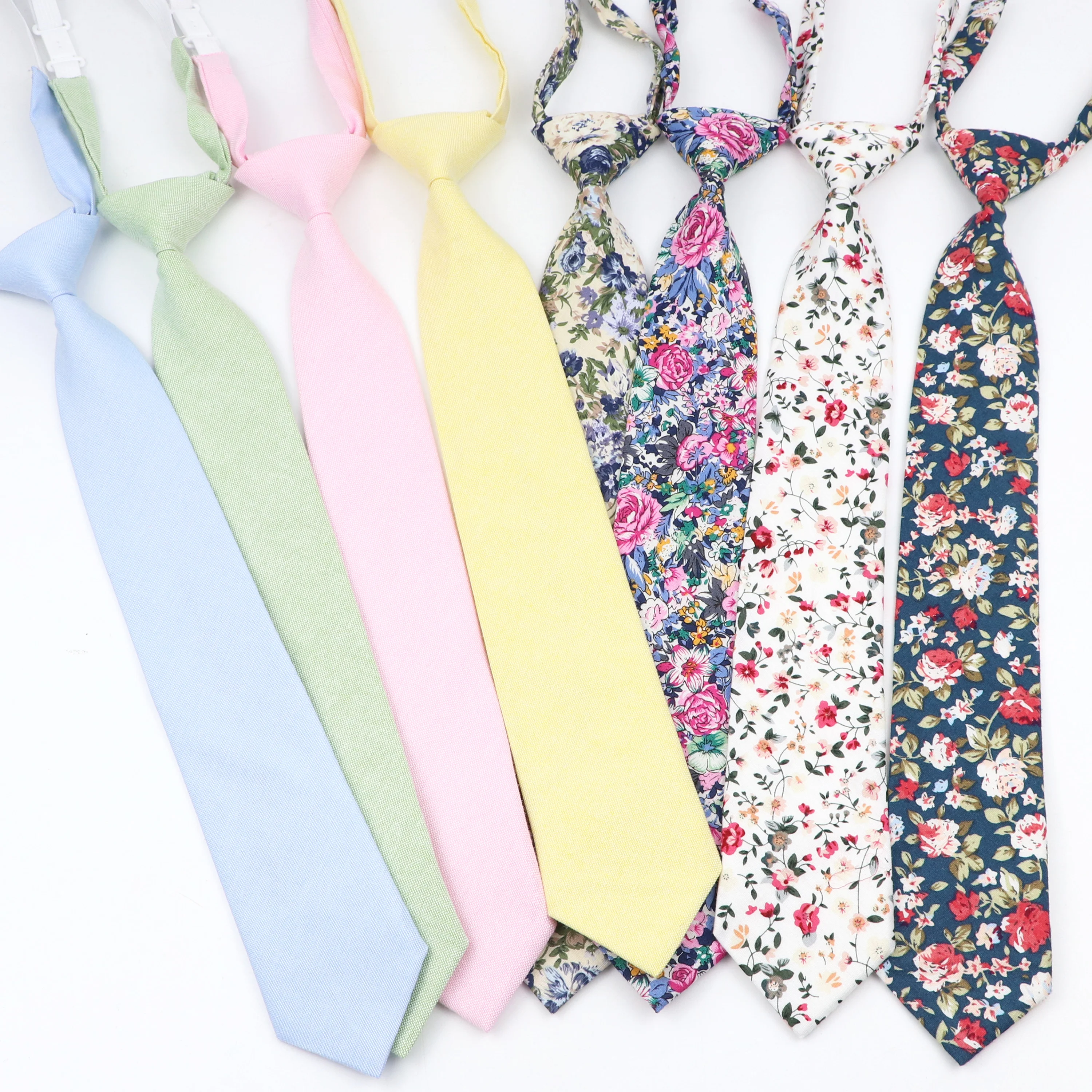 Картина 3: Галстук с цветочным принтом для девочек и мальчиков, летний, школьный, узкий, розовый, зеленый, синий
