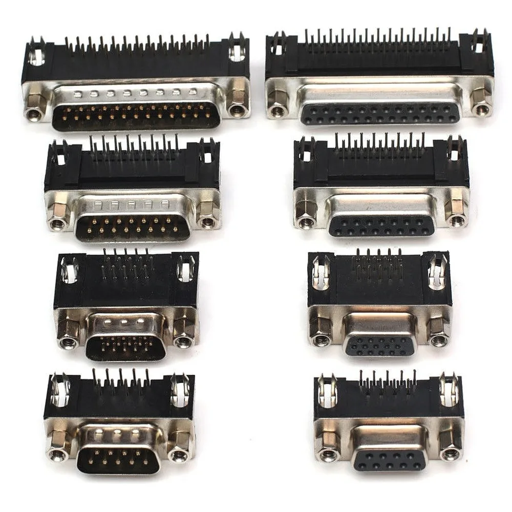 DR9/15/25 plug socket male and female head 91525 core serial and parallel port 90 degree bent foot plug-in type