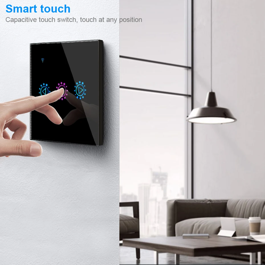 EU/US/UK WiFi Dimmer Switch Smart LED Light 110V 220V Touch Glass Panel Timer Dimmable APP Control Compatible Alexa Google Home