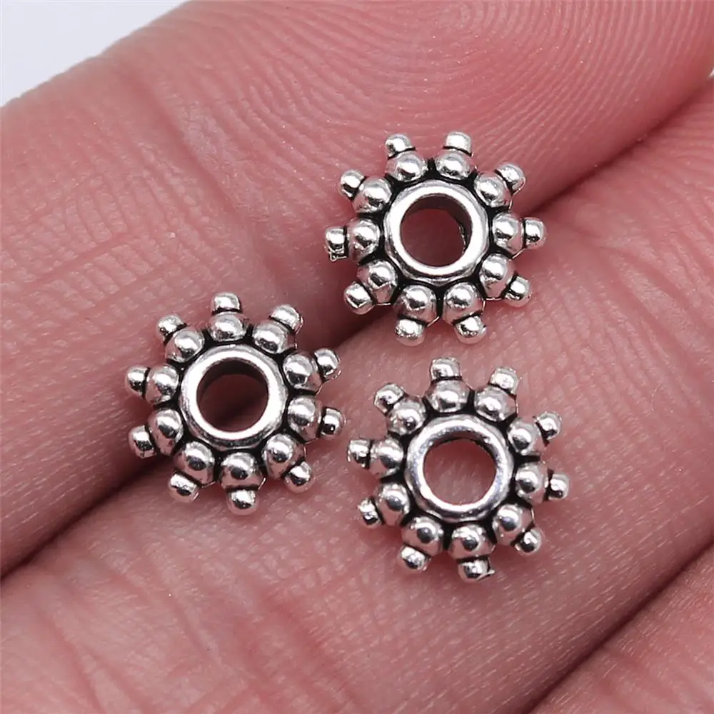 

Wholesale 400pcs/bag 8x8x2mm Antique Silver Color Spacer Beads Fit Bracelet Findings Jewelry Making Round Spacer Beads Charm