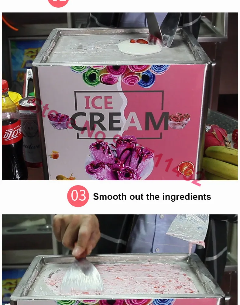 Thailand Fried Ice Cream Machine Small Ice Cream Machine Fruits Roll Ice Cream Machine New For Home Use