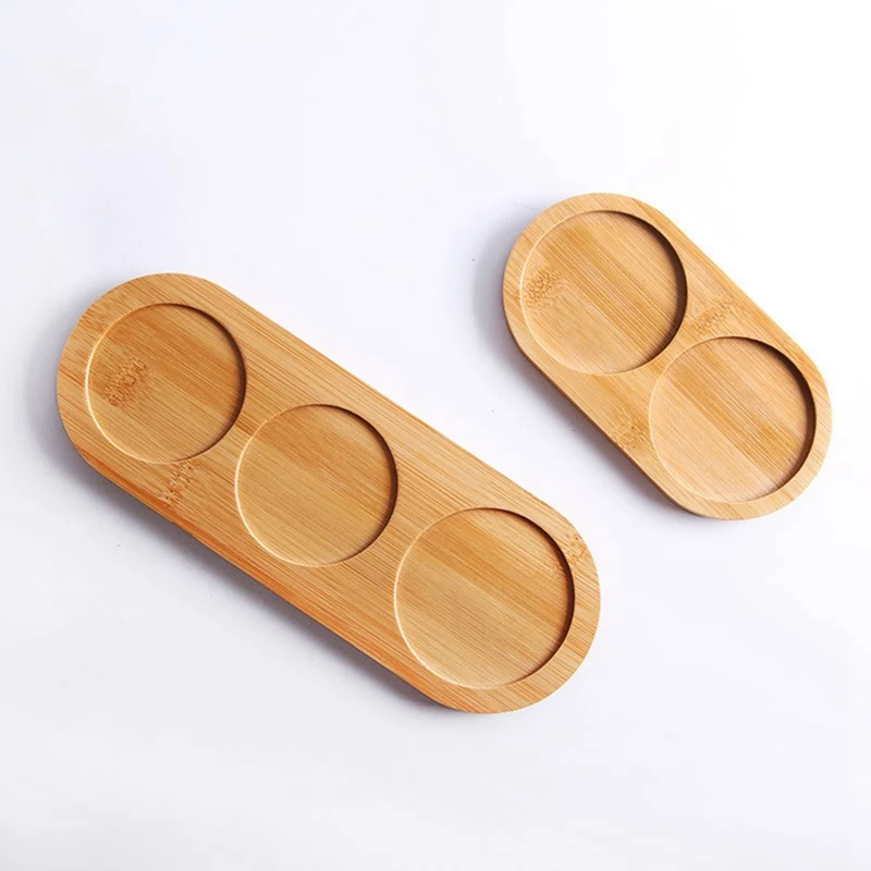 

2/3Cavity Bamboo Salt Pepper Shaker Stand Tea Tray Kitchen Storage Holder Trays Kitchen Storage Holder Home Decoration