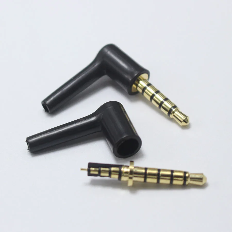 3/4 Pole 3.5mm L-shaped stereo headphone Plug Repair Earphones Male 90 right angle degree Jack Soldering