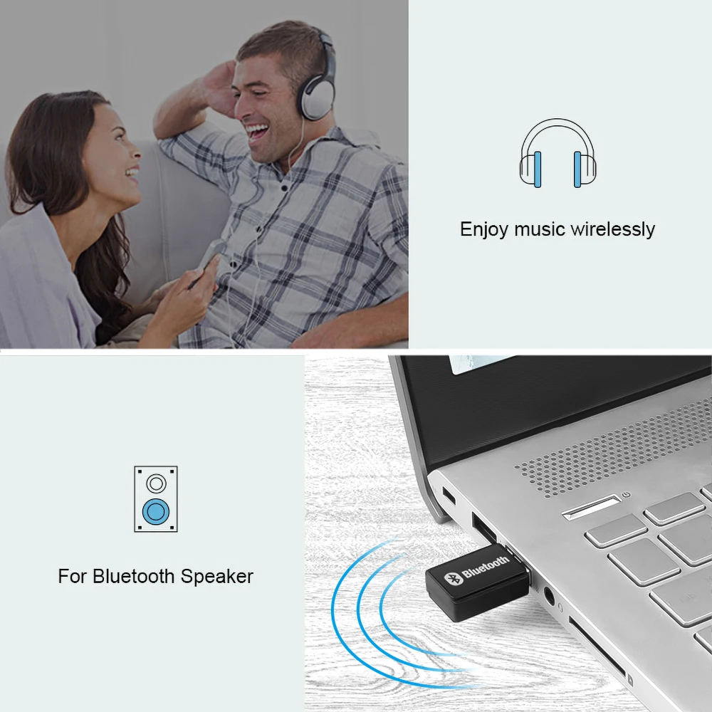 KEBIDU Bluetooth 5.0 Audio Transmitter Stereo Music for PC Computer Mini USB Bluetooth Transmitter Wireless Adapter