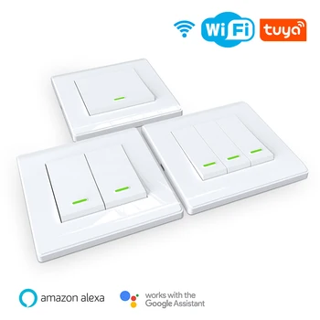 CBE Tuya WiFi Smart Switch 1 2 3 Gang Tuya Voice Control Physical Button for Alexa Google Home Assistant Smart Homekit Yandex