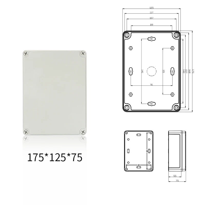 Waterproof Plastic Electronic Project Enclosure Cover CASE Box 175x125x75mm