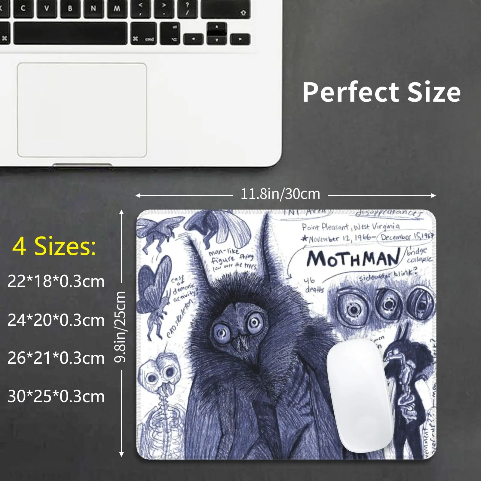 Mothman Anatomy Artwork By Egertronpuck Mouse Pad DIY Print Mothman Anatomy Study Sketch Cryptid