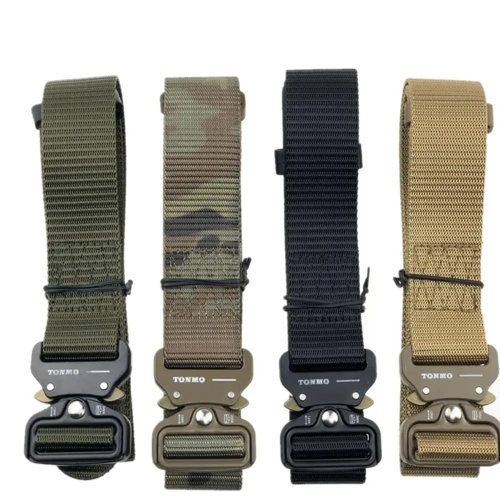 Men's Military Classic Tactical Belt High Elastic Metal Hook Outdoor Training High Quality New Nylon Soldier Belts