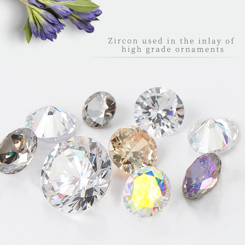 4-10mm Pointback Zirconia Rhinestones Round Shape Zircon Crystals Jewelry Stone Zirconia Colorful Glue On Strass