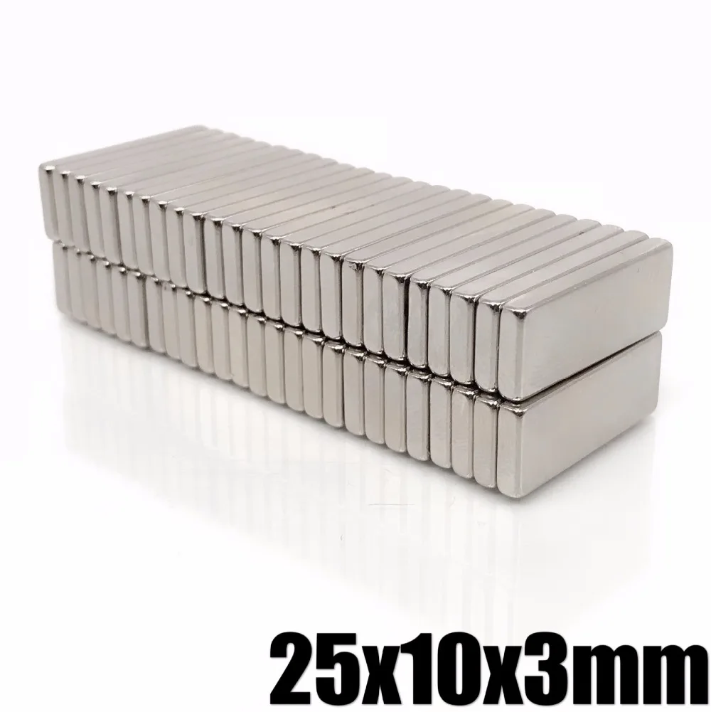 5/10/20/50/100pcs 25*10*3 Very Strong Neodymium Block Magnets 25x10x3 N35 Grade Powerful Magnet Permanent Magnet 25 x 10 x 3 mm