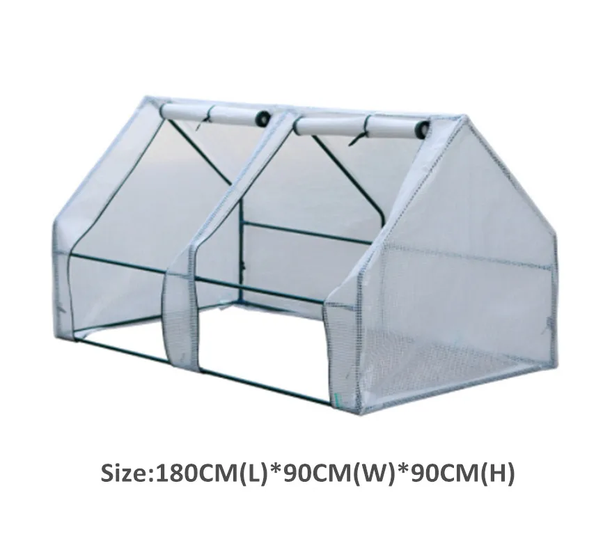 PE Warm Mini Garden Greenhouse, 2 Zipper Doors, Growing Plants,Seedling,Flowers in Any Season, Outdoor, 180x90x90cm