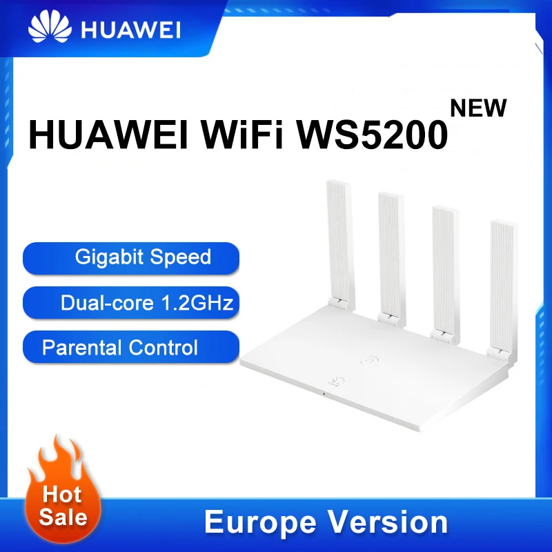 

Unlocked Huawei Router WS5200 Taiwan Version Wireless Wifi Router Mesh 1200Mbps Dual Core Dual Band 2.4GHz 5GHz High Rate