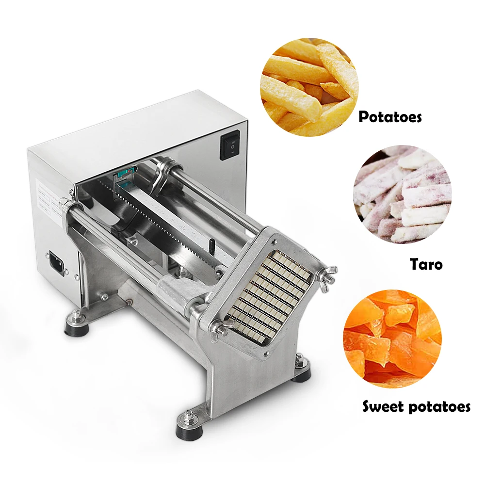 GZKITCHEN Commercial Electric Cutting Fries Machine Stainless Steel Kitchen Potato Cutting Machine Potato Slicer With 3 Blades