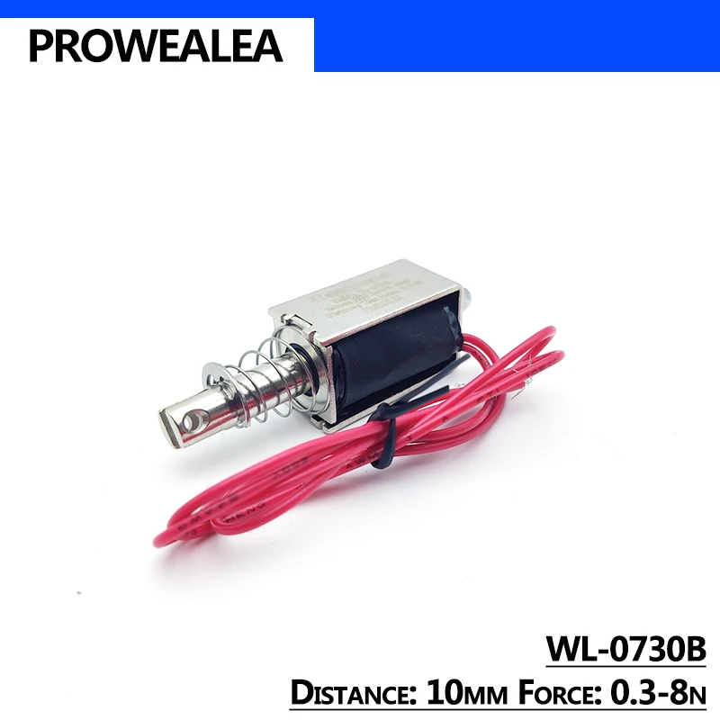 

Solenoid Electromagnet Push Pull Type WL-0730B 5V 6V 12V 24V Thrust Force 0.3-8N 10mm Open Frame Linear Solenoid Electric Magnet