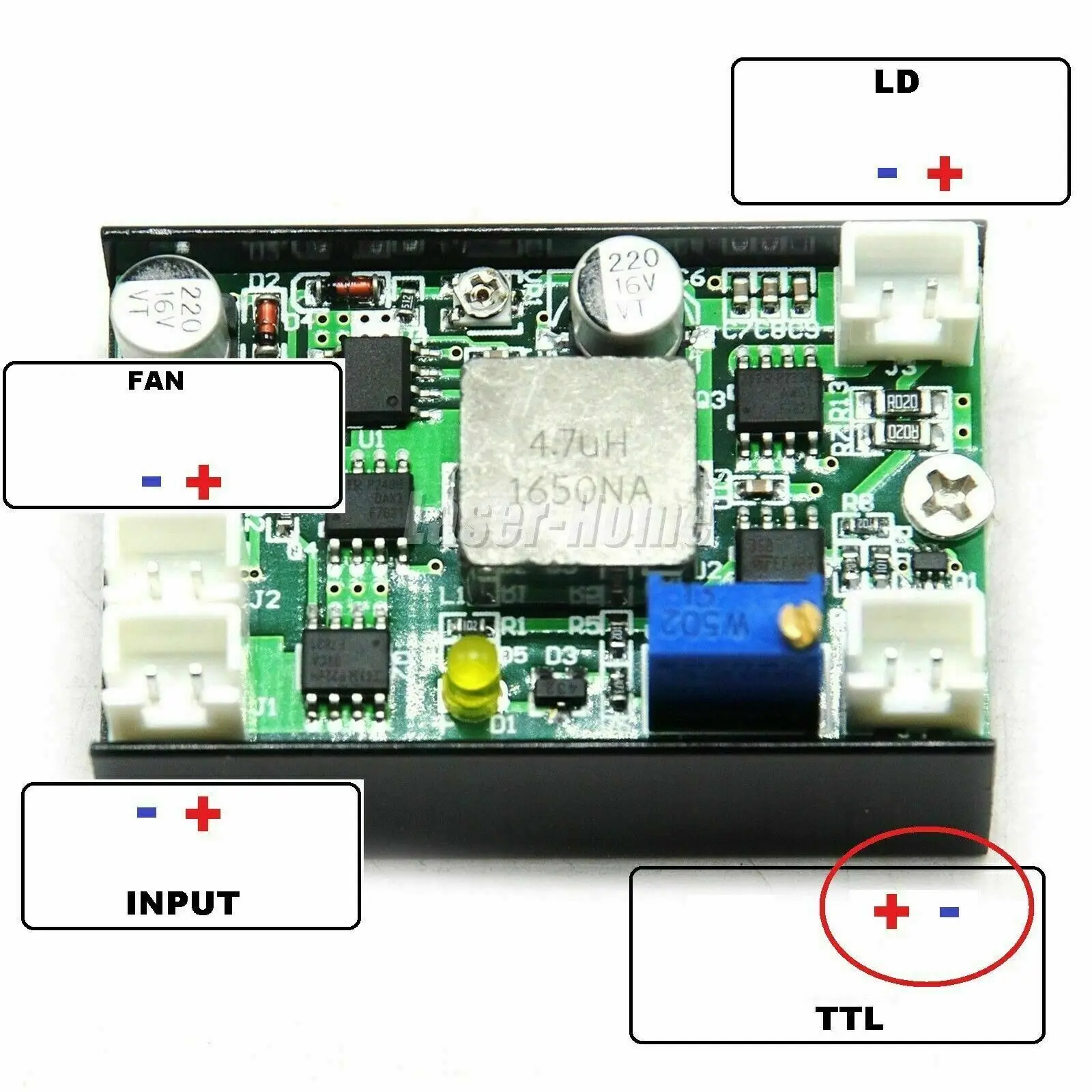 12V 4A Driver Board TTL For 405nm 450nm 520nm Blue Green 500mW 1W 2W 3W 4.5W Laser Diode Module