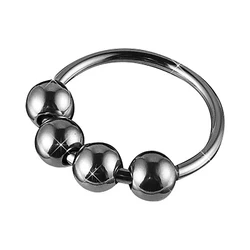 SAMOX 6 Sizes Metal Penis Ring Sex Toys for Men Male Delay Ejaculation Stainless Steel Cock Ring With 4 Beads Glans Stimulator