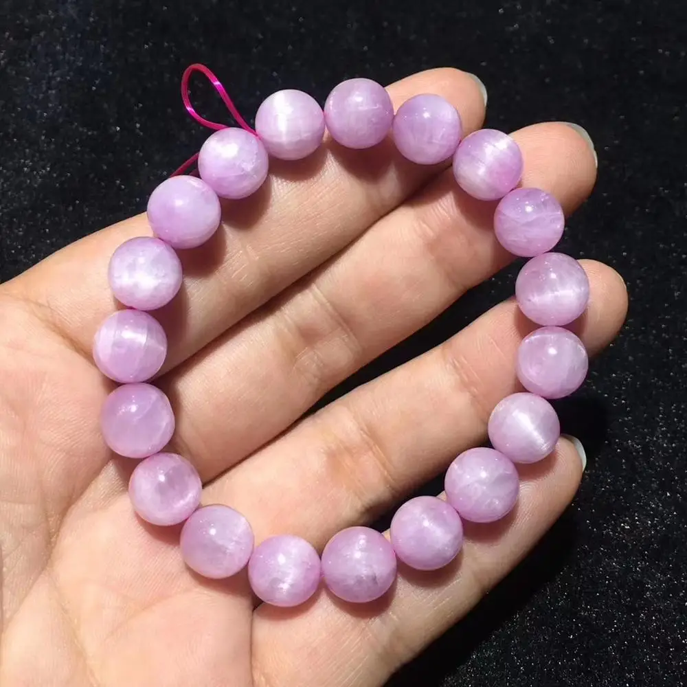 

Natural Purple Kunzite Cat Eye Bracelet Rare Kunzite Round Beads Jewelry Women Men Beads 7mm 8mm 9mm 10mm 11mm 12mm AAAAAA