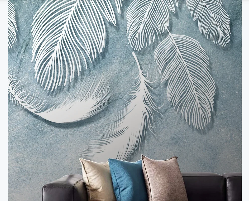 Custom photo wallpaper mural modern fashion color white feather texture art TV background wall