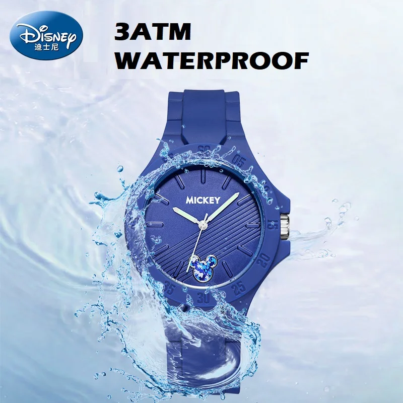 Disney Micky Mouse Minnie Cartoon Children Casual Quartz Wristwatches Silicone Luminous Japan Quartz Boys Girls Kids Gift Clock