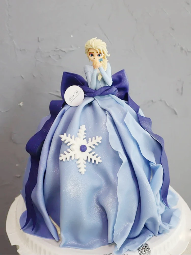 الكرتون كعكة عيد ميلاد الديكور تأثيث المواد الجليد الأميرة القلعة فتاة عيد ميلاد كعكة توبر دمية الأطفال الحب الثلوج هدية