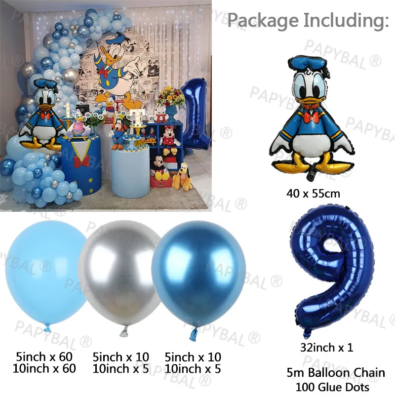 Disney Donald Duck Foil Balloons Garland Arch Kit Kids Birthday Party Decor 32inch 1-9 Number Foil Balloon Globos Party Supplie