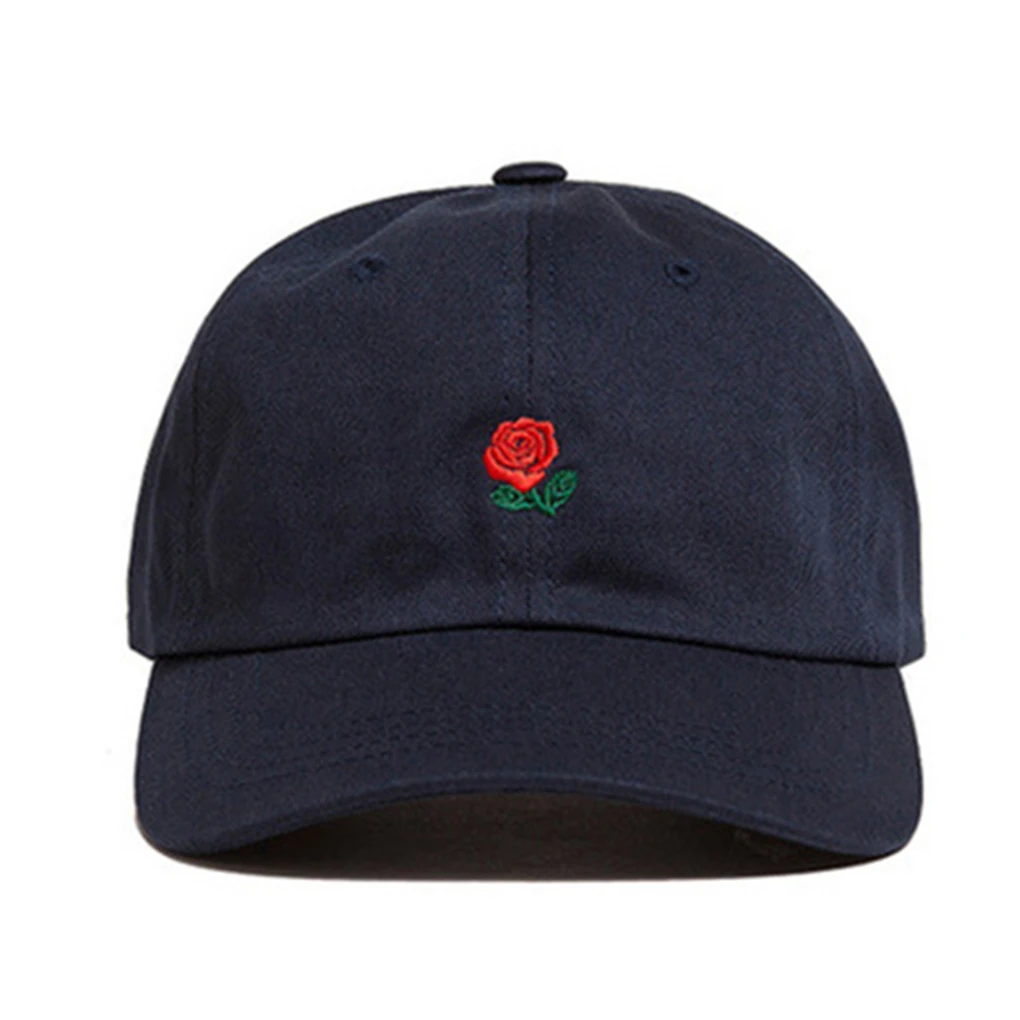 Men Women Floral Rose Embroidered Dad Hat Baseball Cap Canvas Adjustable Peaked Cotton Headwear