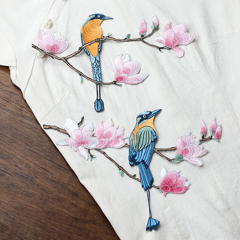 2Pcs/Set New 3D Craft Sewing Embroidered Sew On Applique Patch Birds DIY Clothes Accessories