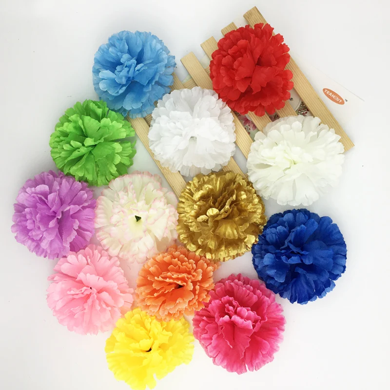 

200PCS 9CM 15COLORS artificial carnation Silk flower DIY wedding decoration flowers wall flower bouquet kissing ball making