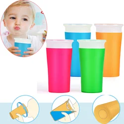 260ml Baby Learning Drinking Cup With Double Handle Flip Lid Leakproof Toddler Water Cups 360 Degree Rotatable Kids Water Bottle