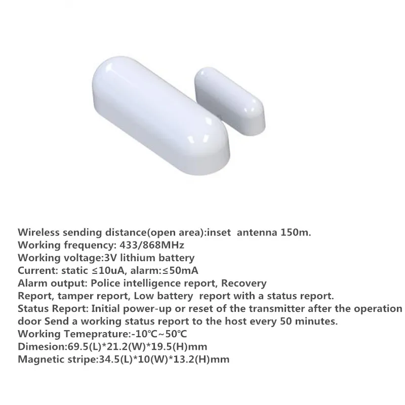 Focus 433Mhz or 868Mhz MD-211R Door Window Detector Built in Battery Works With ST-IIIB, ST-VGT,HA-VGW Alarm