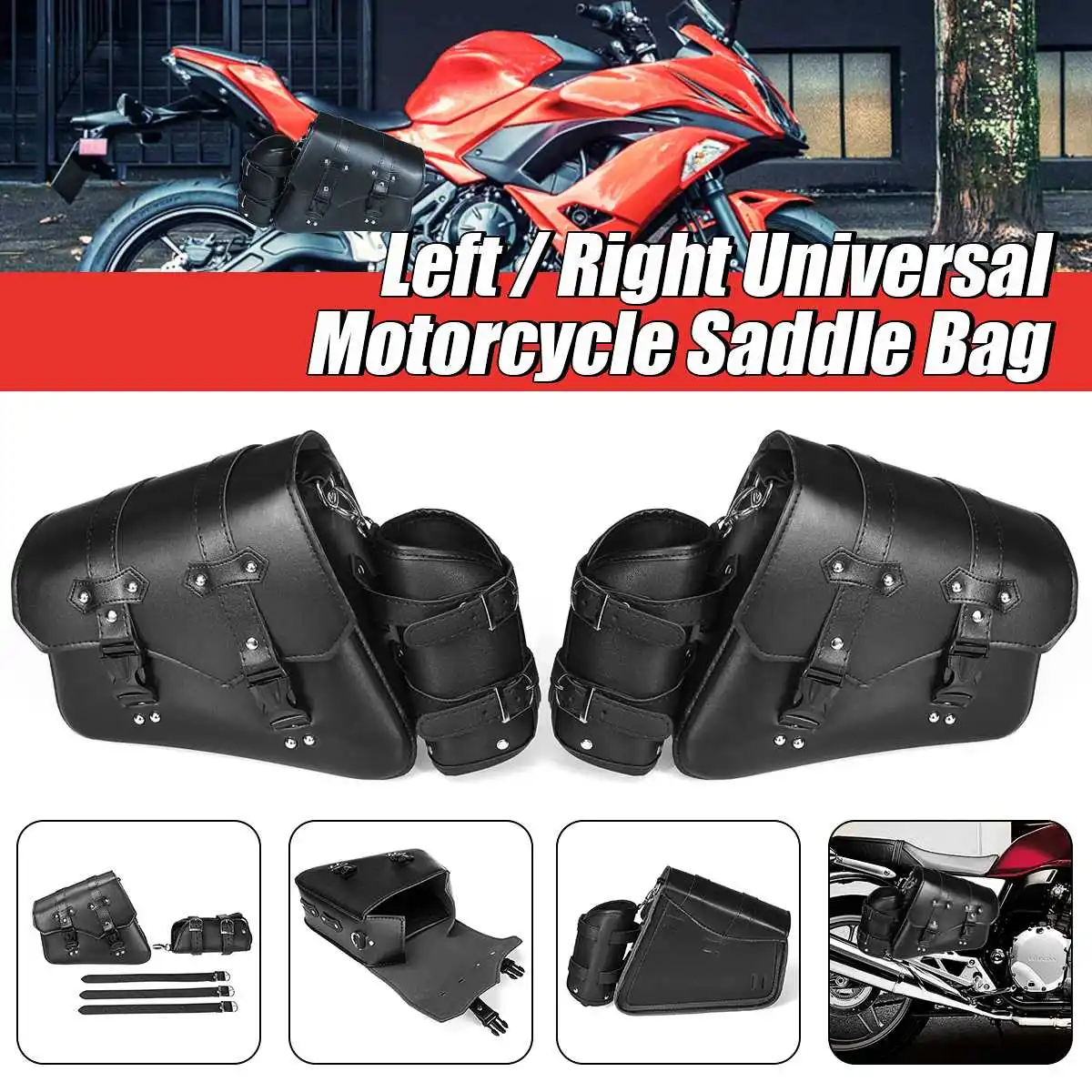 Universal Motorcycle Saddlebags Tool Side Pouch Waterproof Luggage Storage Bags Saddle Bags For Honda/Yamaha/Suzuki