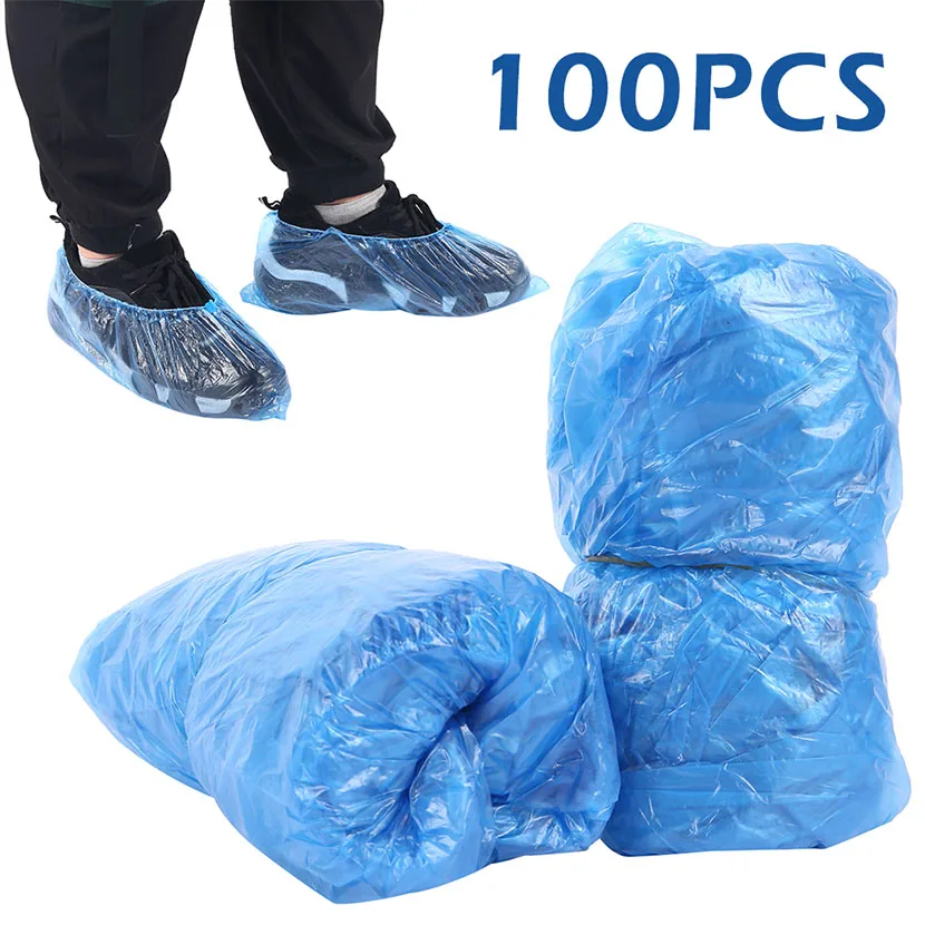 Cubierta desechable de plástico azul para zapatos, cubierta gruesa y resistente al desgaste, impermeable, a prueba de humedad y polvo, para