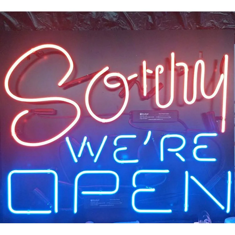 

Neon Sign For sorry WE'RE OPEN Lamp real glass tubes resterant decorate light room Hotel Arcade DISPLAY BUSINESS Attract light