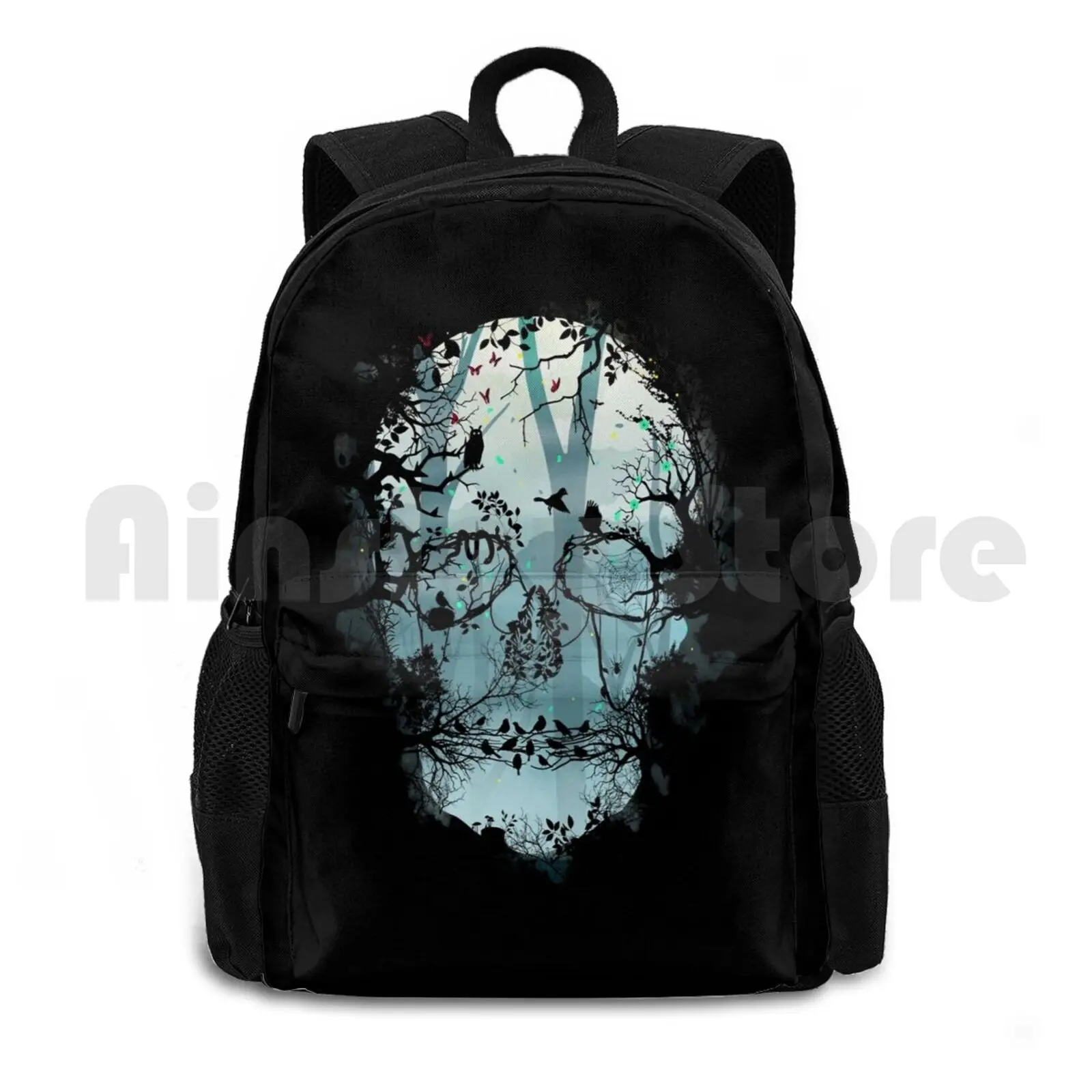 

Dark Forest Skull Outdoor Hiking Backpack Waterproof Camping Travel Funny Cute Black Horror Animals Cool Dark Nature Death