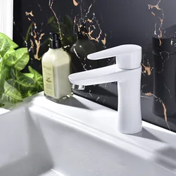 Basin Faucet  hot and cold 304 Stainless Steel bathroom sink faucet basin mixer taps white and black single lever crane