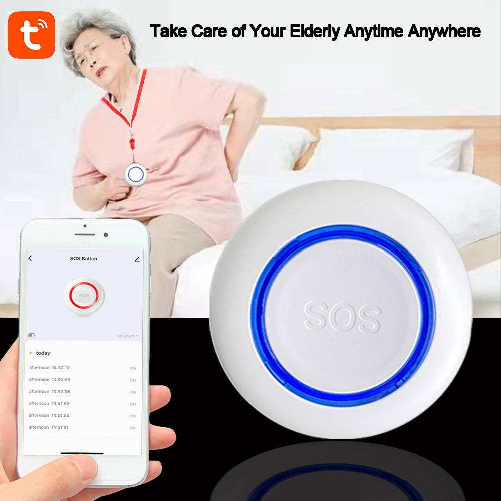 Tuya Smart SOS Taste Wifi Älteren Alten Menschen Hilft Zubehör DC 5V Aufladbare Batterie Sensoren Gemeinschaft Alarm Panic Taste